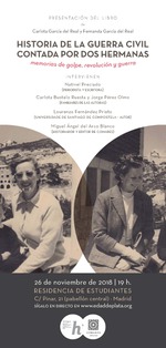 Presentación "Historia de la Guerra Civil contada por dos hermanas" en la Residencia de Estudiantes (Madrid)